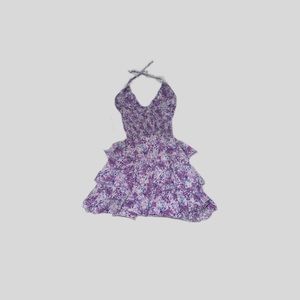 purple ruffle flower dress